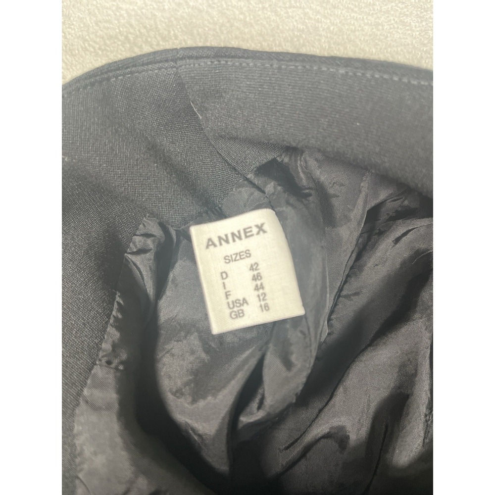 Annex Women's Size 12 Black 100% Wool Midi Skirt Button Front A-Line *EUC - Picture 5 of 10